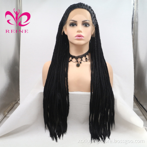 High quality 1b color synthetic Frontal lace long braided wigs for black woman